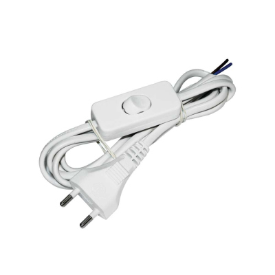 Шнур с выключателем и вилкой цвет белый УШ-1КВ 2м ШВВП2*0,75мм2 2м IEK WUP20-02-K01