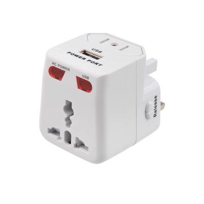 Тревел-адаптер цвет белый 2,5А 100-250В 3А 5 в 1 USB зарядка TDM TDM SQ1806-0044