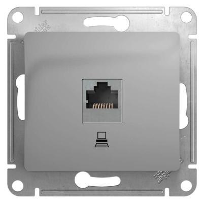 Розетка компьютерная 1-ая RJ45 Алюминий Glossa GSL000381K