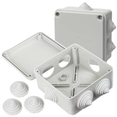 Коробка КМ41234 распаячная 100х100х50 о/п IP55 (винты, 6 вводов) UKO11-100-100-050-K41-55 IEK