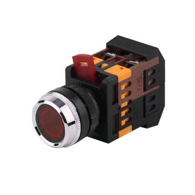 Кнопка красная с подсветкой ABLFS-22 22мм 1НО 1НЗ ИЭК BBT30-ABLFS-K04