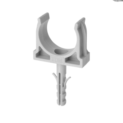 Крепеж-клипса для трубы 20мм с дюбелем серая SQ0405-0092 TDM