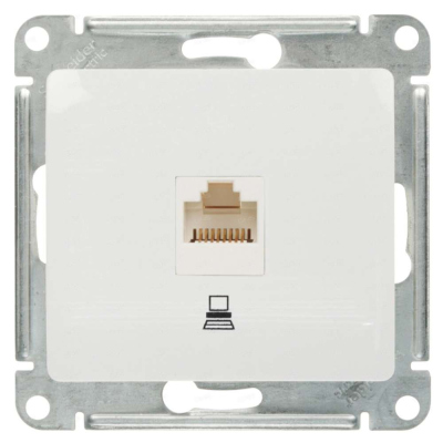 Розетка компьтерная 1-ая RJ45 Белая Glossa GSL000181K