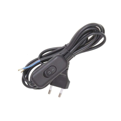 Шнур с выключателем и вилкой цвет чёрный УШ-1КВ 2м ШВВП2*0,75мм2 2м IEK WUP20-02-K02