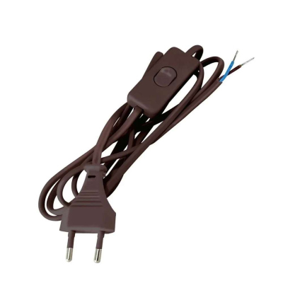 Шнур с выключателем и вилкой цвет коричневый ШУ01В 2м ШВВП2х0,75мм2 TDM SQ1305-0006