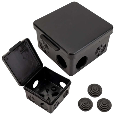 Коробка распаячная ОП 80х80х50мм крышка IP54 7 вводов черная SQ1401-0912 TDM