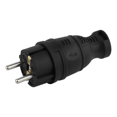 Вилка с заземлением каучук прямая ЭРА V8-B-IP44 16A IP44 Б0044540