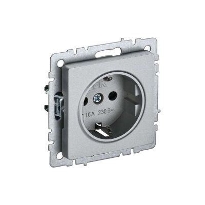 Розетка одинарная с заземлением цвет алюминий 16А РС11-1-0-БрА BRITE BR-R11-16-K47 IEK