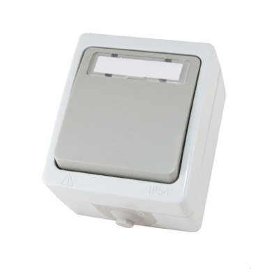 Кнопка звонковая Вуокса о/у с полем для надписи IP54 серая TDM SQ1803-0006