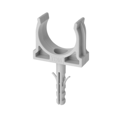 Крепеж-клипса для трубы 25мм с дюбелем цвет серый SQ0405-0093 TDM