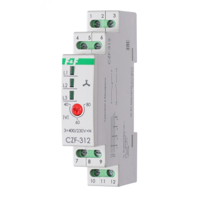 Реле контроля фаз и защиты электродвигателей CZF-312 F&F EA04.001.007