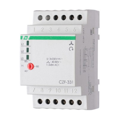 Реле контроля фаз и защиты электродвигателей CZF-331 F&F EA04.001.008