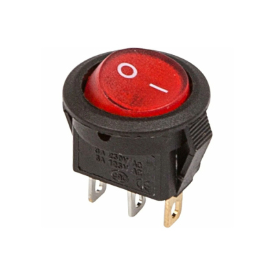 Переключатель круглый красный ON-ON KCD1-102-8-С3-R/3P 250В 6А 3 контакта RUICHI