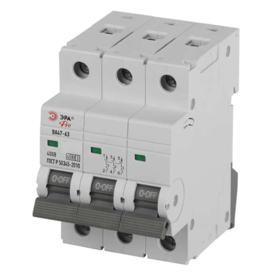 Автоматический выключатель трёхполюсный ВА47-63 32А характеристика С ЭРА PRO VA63-3P32C4.5