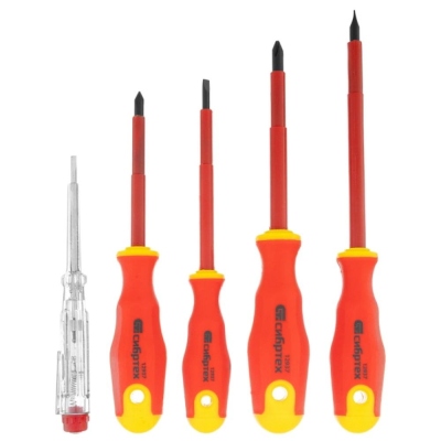 Набор отверток диэлек. до 1000В, тестер, двухкомп рукоятки (5пред) 12937 Сибртех