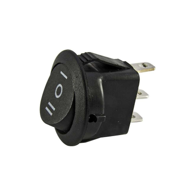 Выключатель круглый чёрный ON-OFF-ON 250В 6А 3 контакта RUICHI KCD1-103-11
